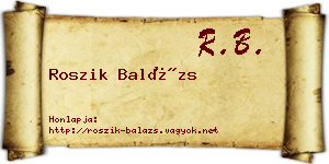 Roszik Balázs névjegykártya